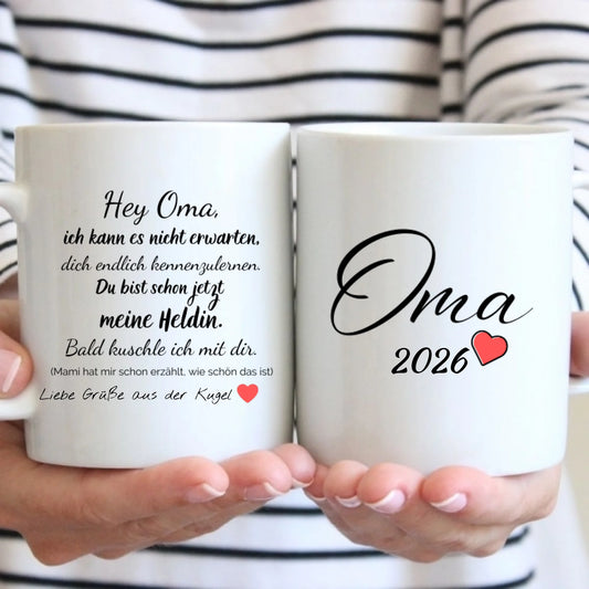 Tasse - Hey Oma, Grüße aus der Kugel – personalisierbar
