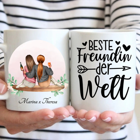 Tasse - Freundinnen sitzend - personalisierbar