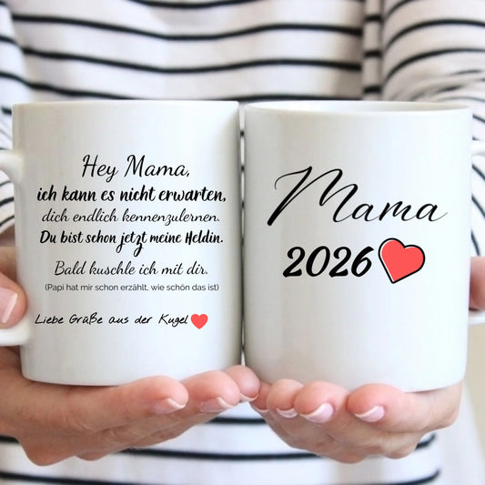 Tasse - Hey Mama, Grüße aus der Kugel – personalisierbar