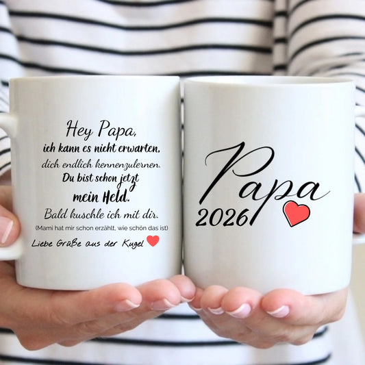 Tasse - Hey Papa, Grüße aus der Kugel – personalisierbar