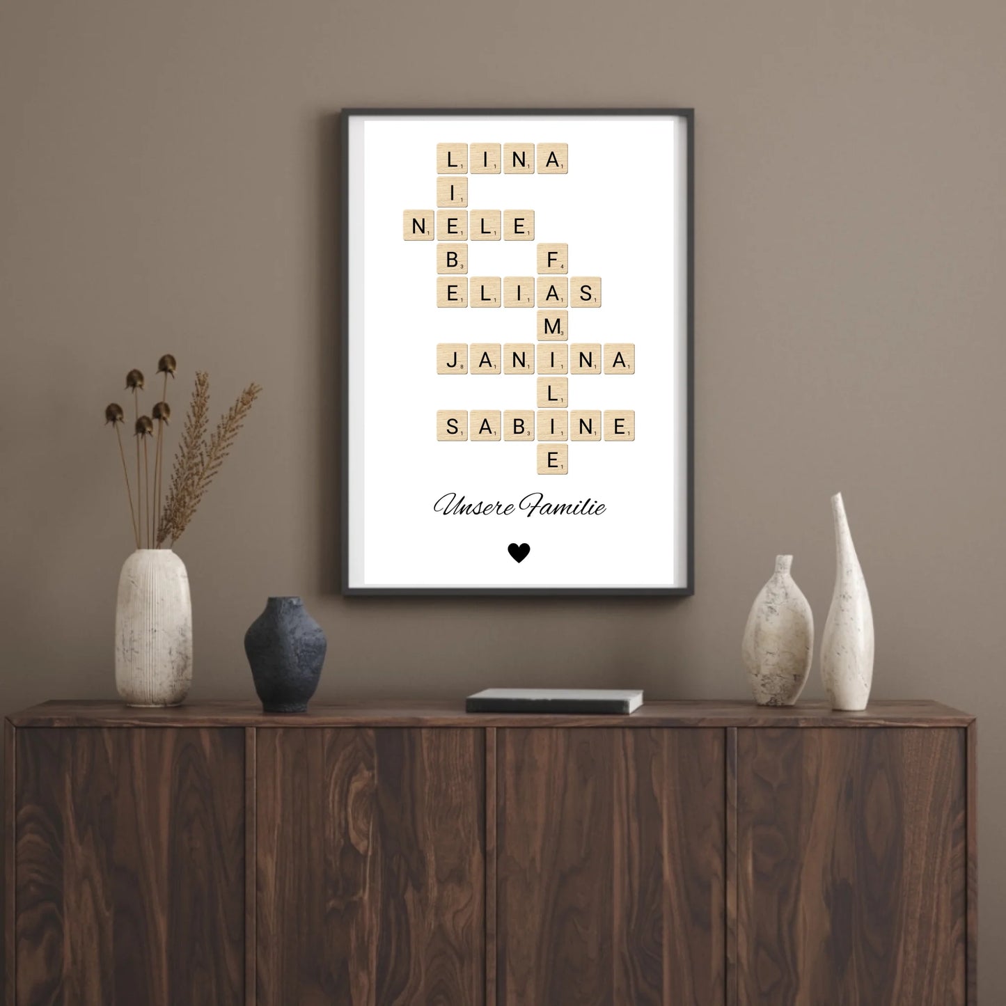 Poster - Unsere Familie das Kreuzworträtsel im Scrabble-Design - personalisierbar