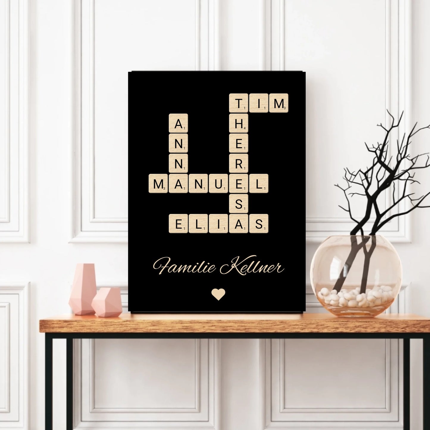 Poster - Scrabble mit Namen, schwarz - personalisierbar