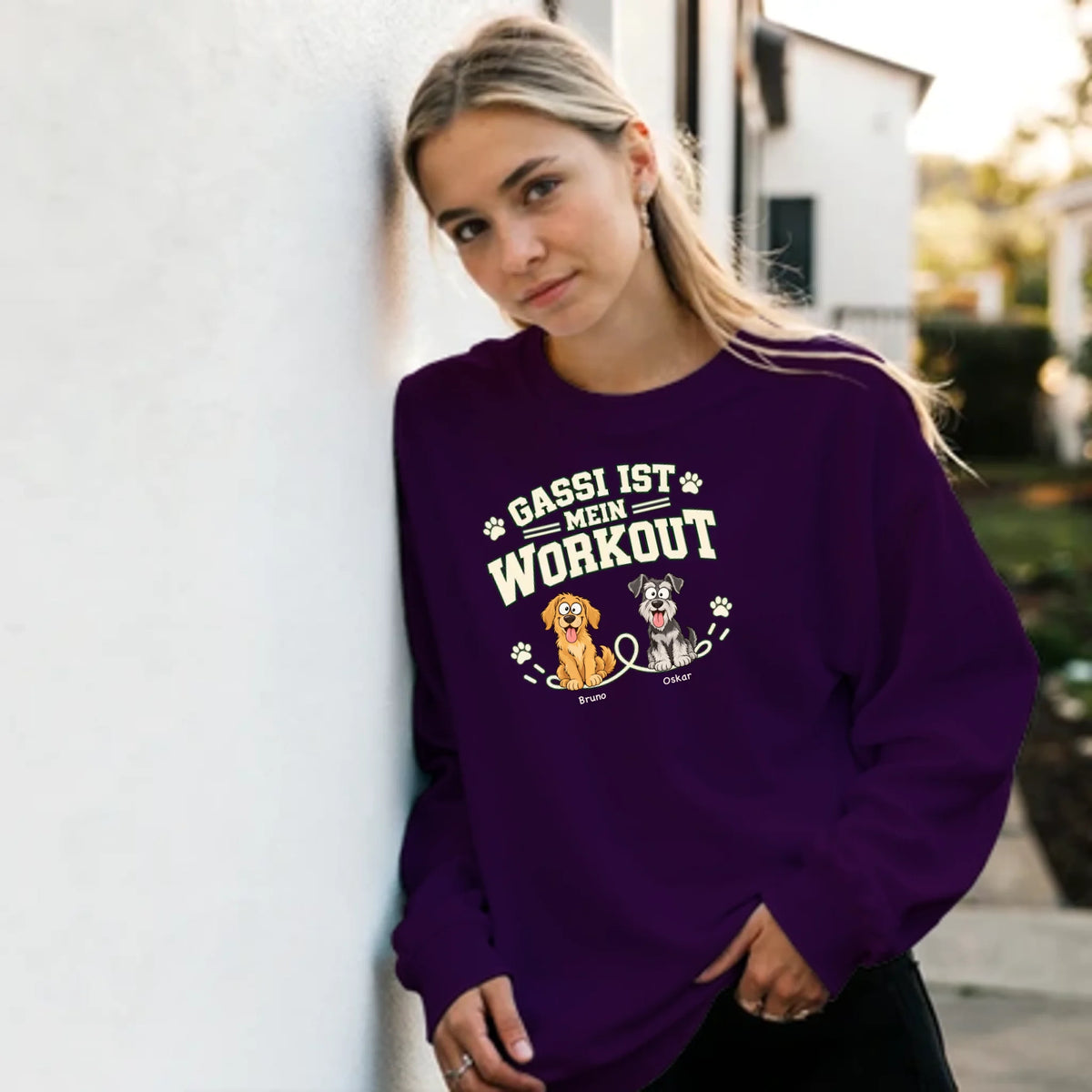 Gassi ist mein Workout – Pullover – maroon-frau