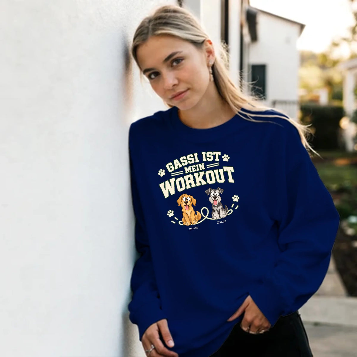 Gassi ist mein Workout – Pullover – navy-frau