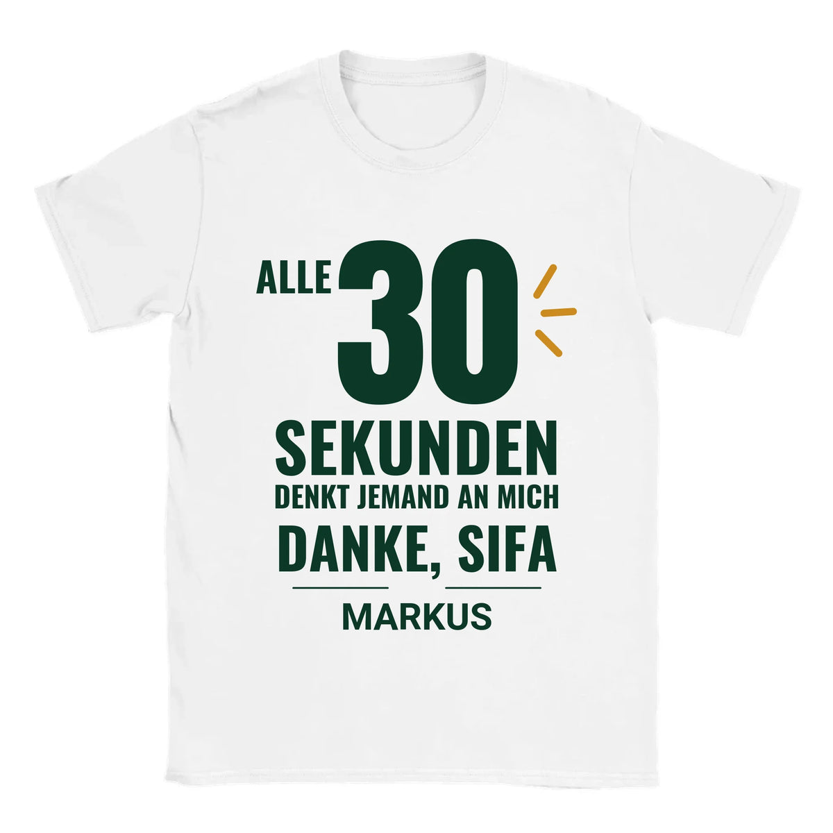 Personalisierbares T-Shirt „Danke, Sifa“ in Weiß mit Name