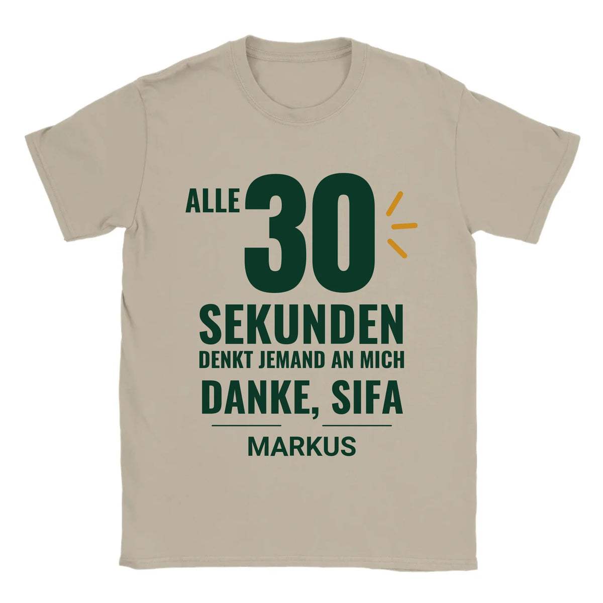 Personalisierbares T-Shirt „Danke, Sifa“ in Beige mit Name