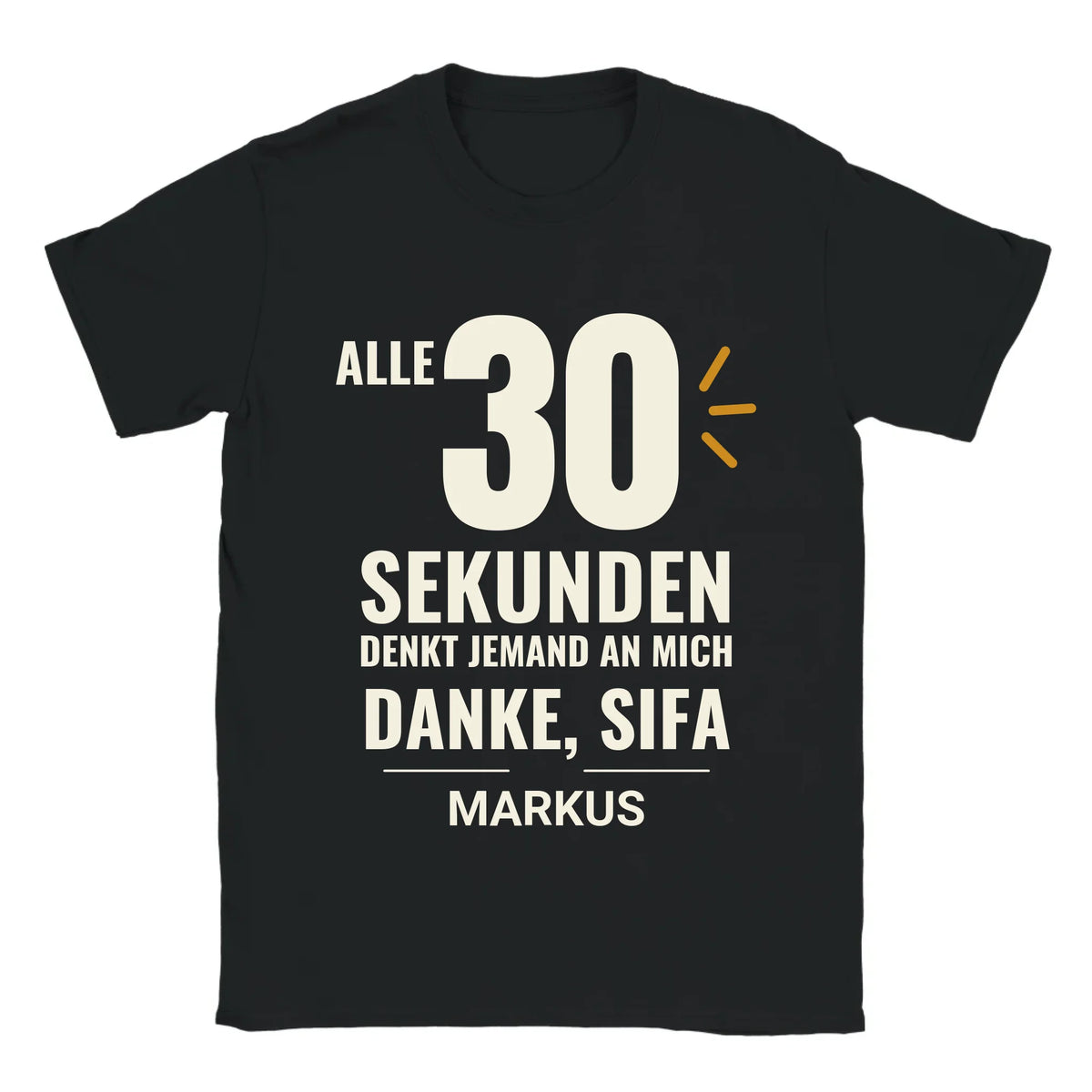 Personalisierbares T-Shirt „Danke, Sifa“ in Schwarz mit Name