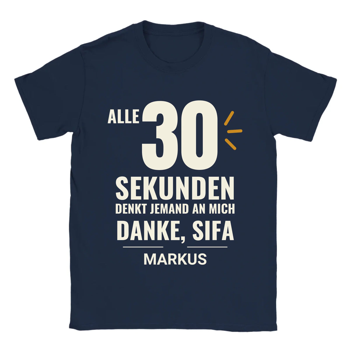 Personalisierbares T-Shirt „Danke, Sifa“ in Dunkelblau mit Name