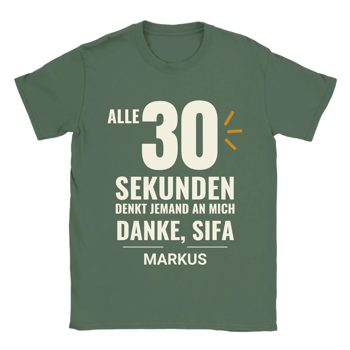 Personalisierbares T-Shirt „Danke, Sifa“ in Olivgrün mit Name