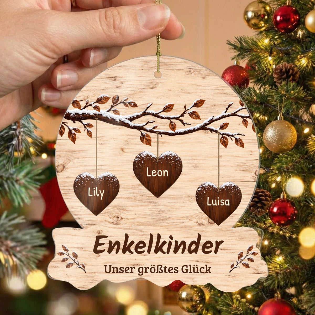Christbaumschmuck Enkelkinder Winterherzen – zweite Ansicht